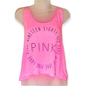 PINK Victoria's Secret Love Pink Cropped Tank Top Lace Medium